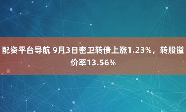 配资平台导航 9月3日密卫转债上涨1.23%，转股溢价率13.56%